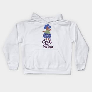 Girl Boss in Blue and Green Kids Hoodie